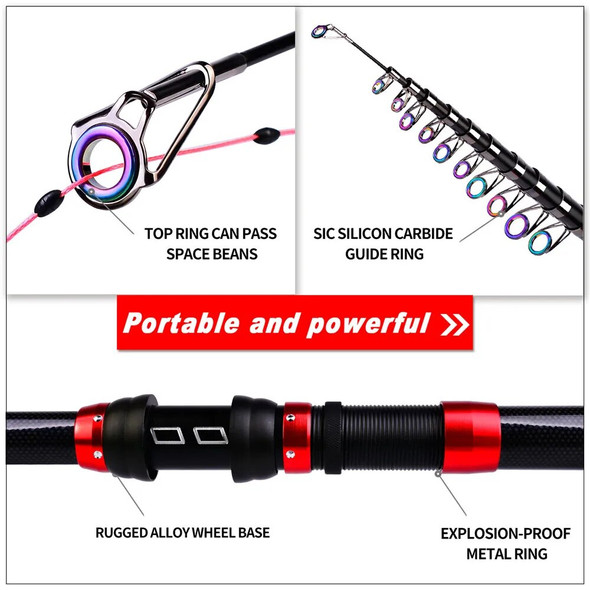 Spinning Rod 1.8m-3.6m Max Pull 10.5KG Spinning Pole Lure Weight 1-50g Portable Telescopic Fishing Rod for Freshwater Saltwater