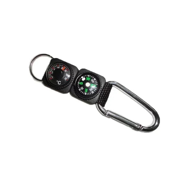 3 In 1 Multi-function Compass Thermometer Metal Carabiner Key Chain Camping Survival Tool Climbing Hiking Outdoor Gadget