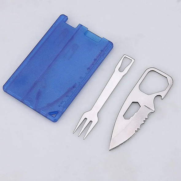 2023 NEW EDC Safety First Aid Outdoor Multifunction Tool Card Camping Survival Equipment Portable Barbecue Knife Fork