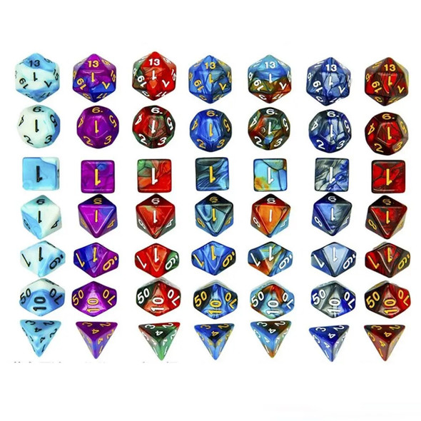 7-Die/Set New Acrylic Dice Set For TRPG DND Polyhedral 7-Die Lidescent Glitter Digital Dice Entertainment Game Accessories