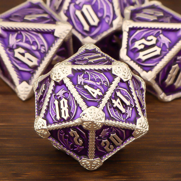 Dungeon and Dragon DND Metal Dice Set D&D, 7 Piece Polyhedral Role Playing RPG D and D Dice D20 D12 D10 D8 D6 D4