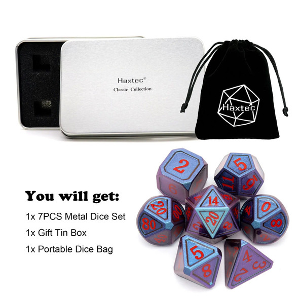 Haxtec Metal Dice Chameleon Color Changing Dice Set Midnight Blue Purple Shift for D&D DND RPG Dice Games Haxtec Metal Dice Chameleon Color Changing Dice Set Midnight Blue Purple Shift for D&D DND RPG Dice Games