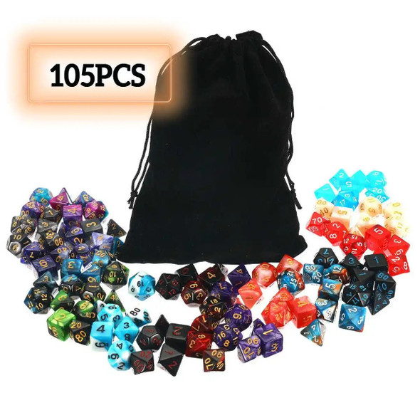 105Pcs Polyhedral Dice Set DND RPG Role Playing Dragon Table Game +Bag Mixed Color Set 105Pcs Polyhedral Dice Set DND RPG Role Playing Dragon Table Game +Bag Mixed Color Set
