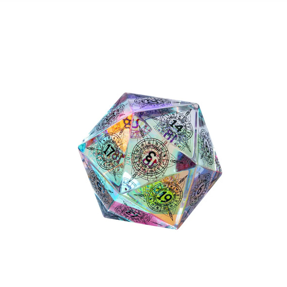 Cusdie 30MM D20 Dice Coloured Stone 20 Sided Fantasy Dice Single D20 Gemstone Polyhedral Dice for Party Role Playing Game Gift