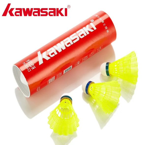 Kawasaki Nylon Ball N350 for Training 6 Pcs Badminton Plastic Shuttlecock Birdies for Outdoor Training Use Durable Medium Speed