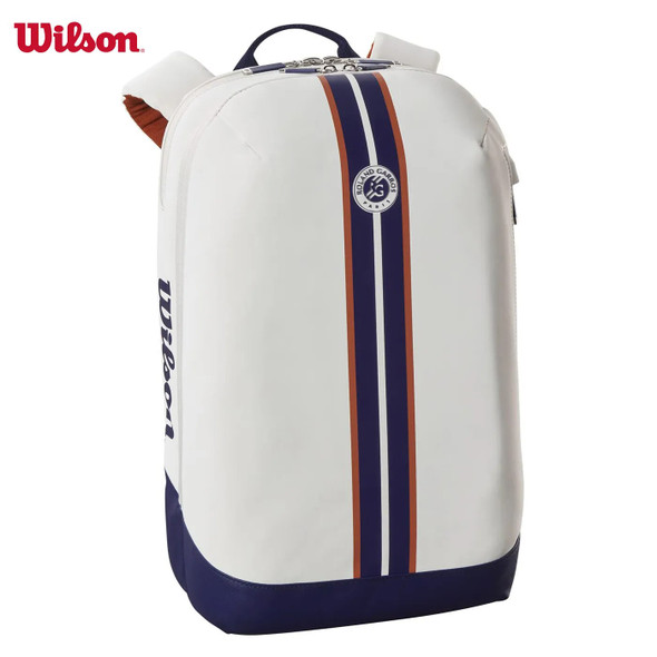 Wilson Super Tour Roland Garros 2023 Tennis Backpack Design Elegance Navy Tournament Racket Bag with Partial Racquet Compartment