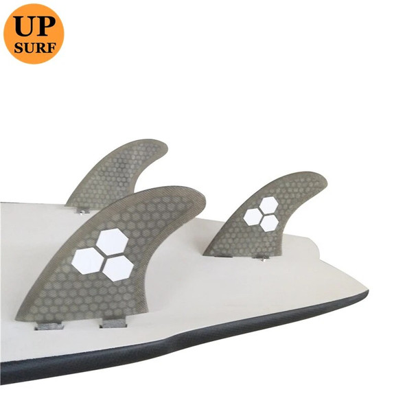 Surfboard Fin UPSURF FCS Fins G3 Size Grey Color Double Tabs Fin Tri Fin Set Honeycomb Fiberglass Paddleboard Accessories