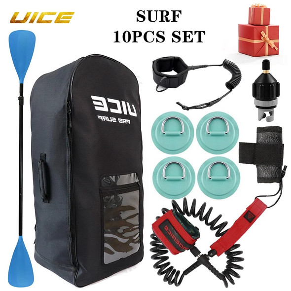 10pcs Surfboard Bag Set Surfboard Backpack SUP Board Leash Surf Boat PVC Patch Aluminum Two Head Paddle Surfing Accessories