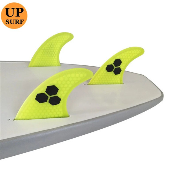 UPSURF FUTURE Fins Small Yellow Color Surfboard Fin Tri-fin Set Honeycomb Fiberglass Quilhas Paddleboard Surf Accessories