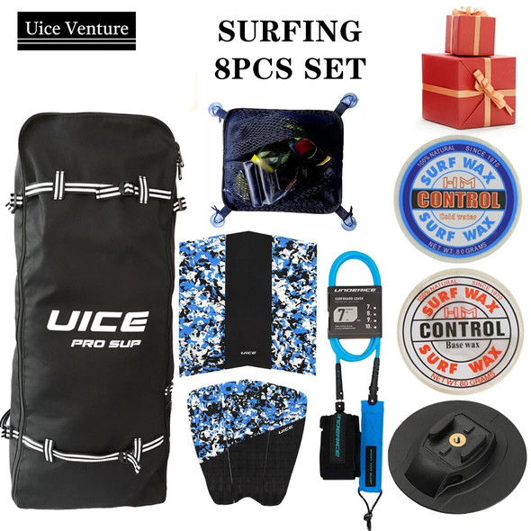 8pcs Set Surfing Accessory Surfboard Traction Pad Surf Leash Surf Board Wax Hydrofoil Surfboard Waist Rope Surfboard Backpack