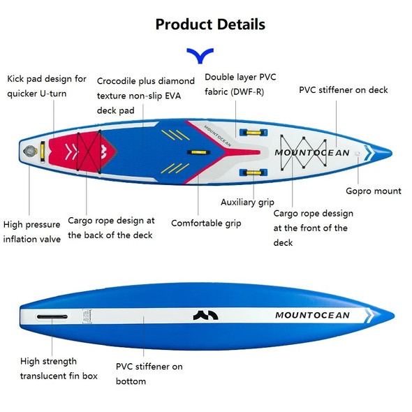12'6'' SUP board paddleboard surfing paddling /fast/ stable/ board with kickpad/ accessories /touring fin paddles backpack