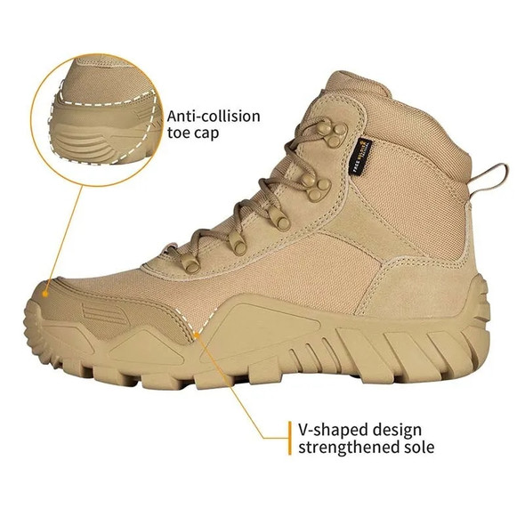 FREE SOLDIER Waterproof Hiking Work Boots Men's Tactical Boots Lightweight Military Boots Breathable Desert Boots