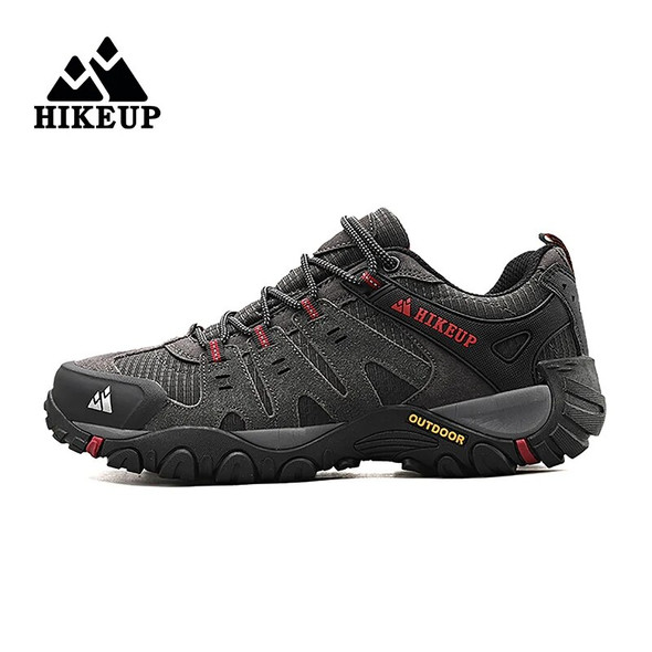 HIKEUP Hiking Shoes Mountain Trekking Boots Camping Sneakers for Men Safety Non-slip Wear-resistant Sport Tactical Mens Shoes