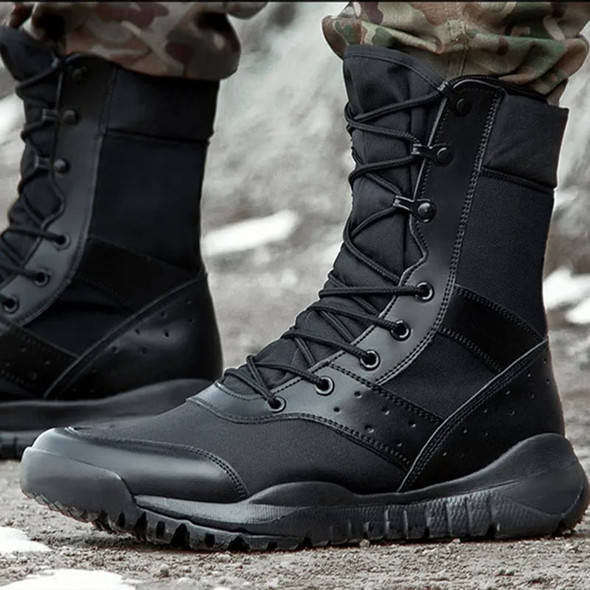 Summer Combat Training Boot Men Women Climbing Training Lightweight Tactical Boots Outdoor Hiking Breathable Mesh Army Fan Shoes