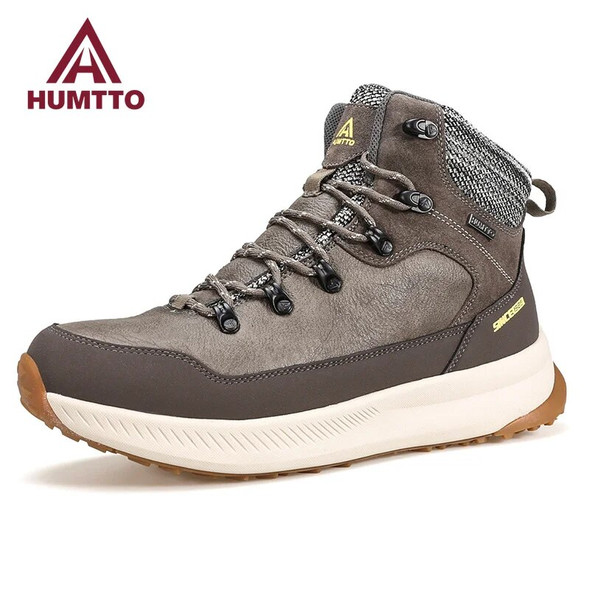 HUMTTO Winter Snow Boots Leather Hiking Shoes for Men Waterproof Sports Mens Luxury Designer Outdoor Climbing Trekking Sneakers