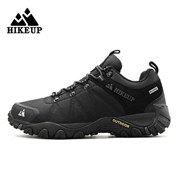 HIKEUP Latest Men Hiking Shoe Mesh Breathable Non-slip Outdoor Sneakers Rock Climbing Trekking Hunting Boots Men Suede Leather