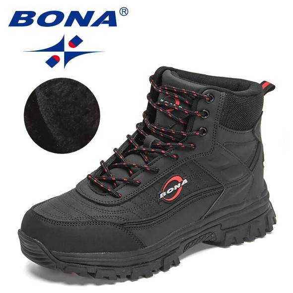 BONA 2023 New Designer Nubuck Anlke Boots Men High Top Anti-Slip Hiking Boots Man Plush Warm Winter Short Boots Walking Footwear