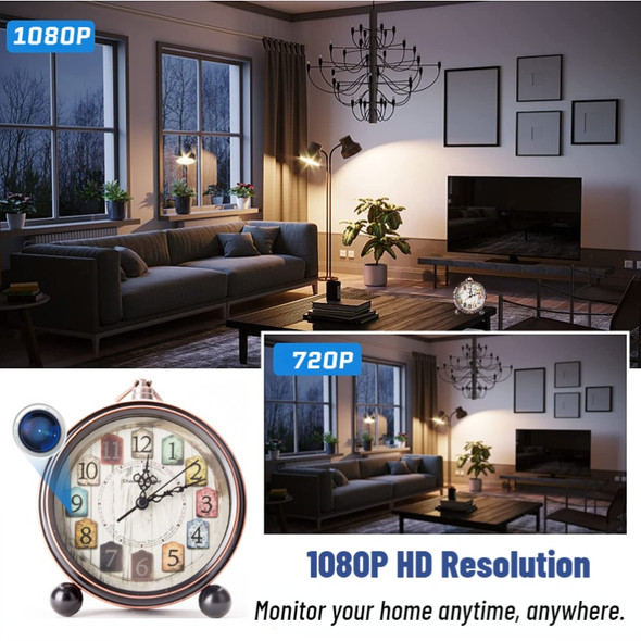 1080P Full HD Mini Camera WIFI Alarm Clock Camera Motion Detection