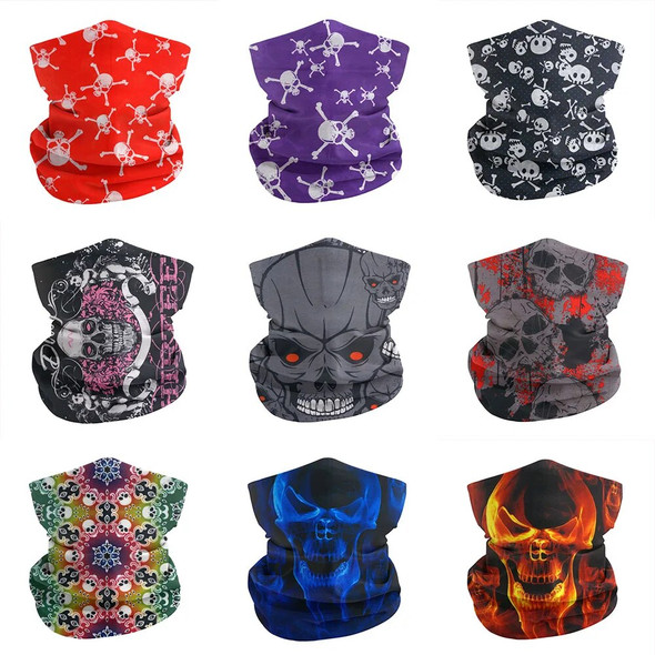 Skull Neck Gaiter for Cycling Hiking Fishing UV Protection Quickdry Black Bandana Men Women Art Printing Scarf Gift for Birthday