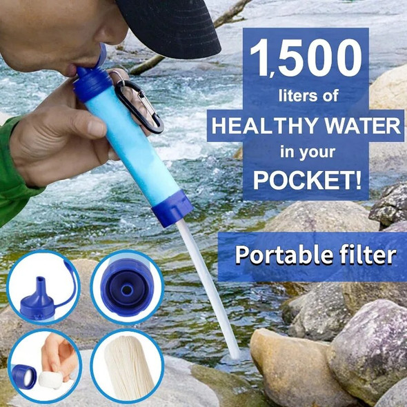 1pc Outdoor Water Filter Personal Water Filtration Straw Emergency Survival Gear For Camping Hiking Climbing Backpacking