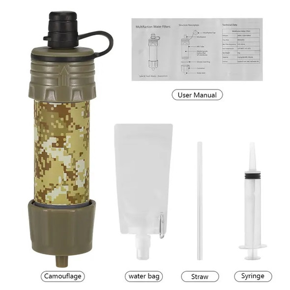1 Pcs Outdoor Water Filter Straw Water Filtration System Water Purifier for Emergency Preparedness Camping Traveling