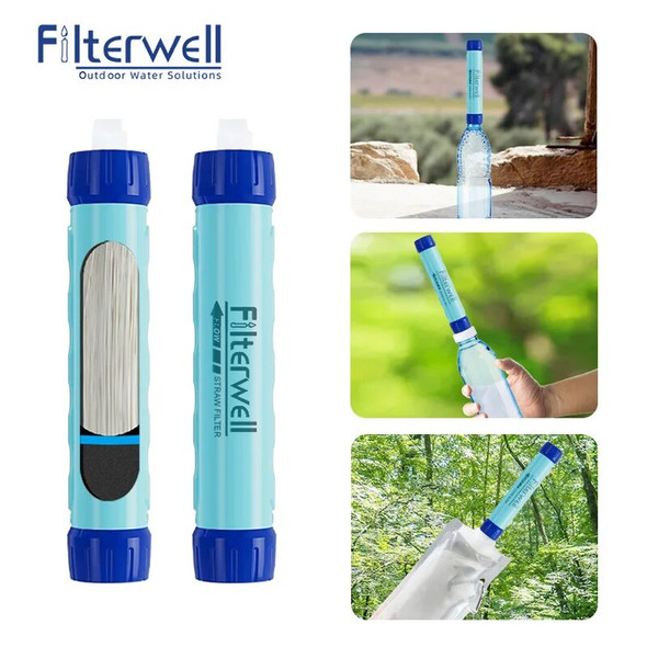 Filterwell 2 Sets Outdoor Survival Water Filter Straw Purifier Filters Of Purification Drinking For Emergency Hiking Camping