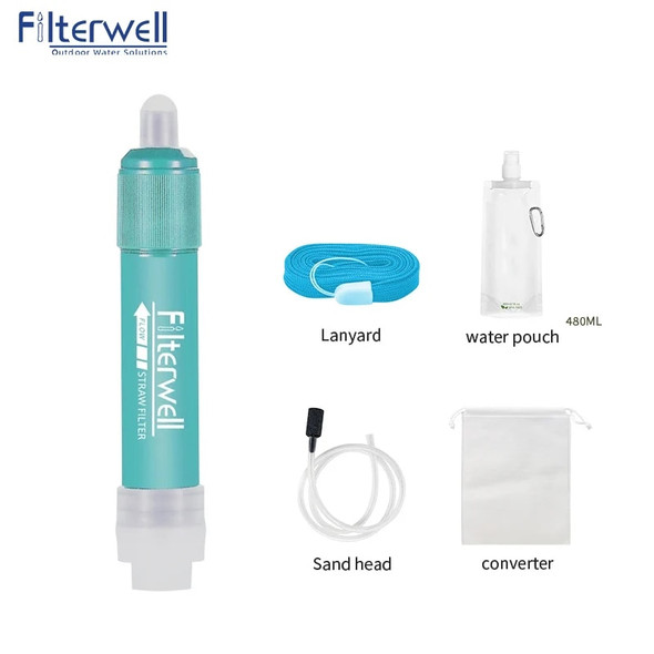 Filterwell Personal Water Filter Straw Mini Water Purifier Survival Gear for Hiking, Camping, Travel and Emergency Preparedness