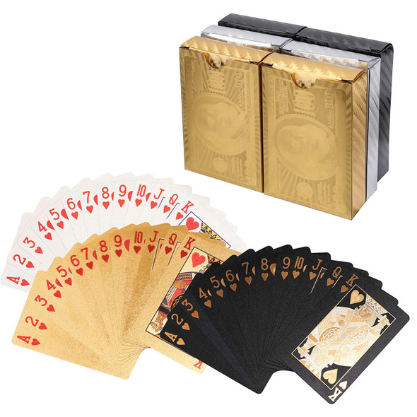 Waterproof Gold Black Silver Standard Playing Card Plastic Poker Cards Highly Flexible Foil Poker Card For Party Card Decks Game
