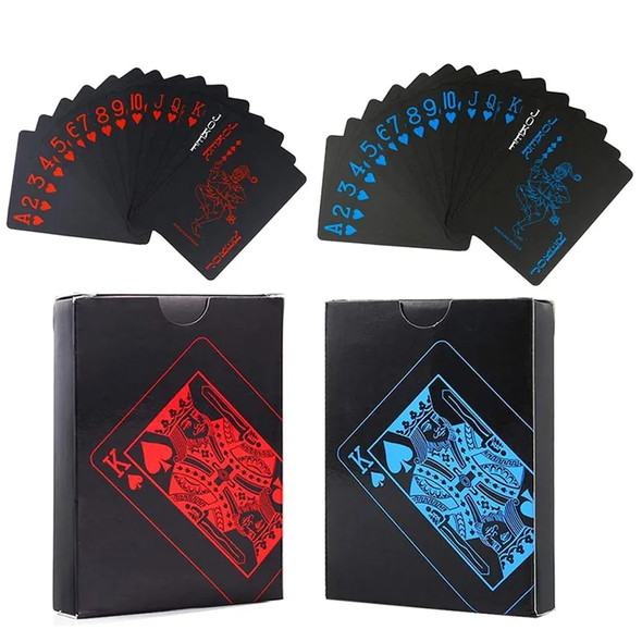 Waterproof PVC Pure Black Magic Box-packed Plastic Playing Cards 54pcs Cards Set Deck Poker Classic Magic Tricks Tool Board Game