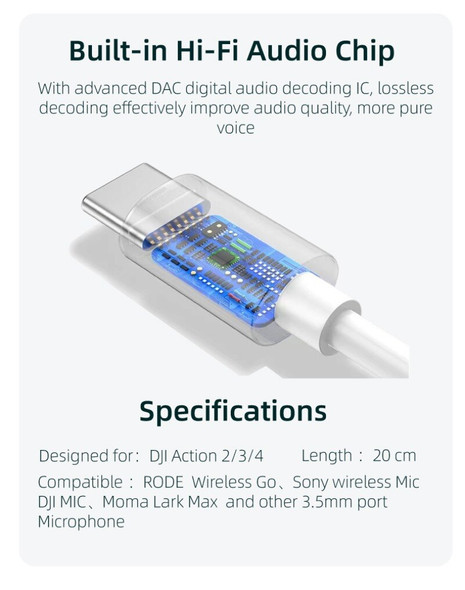 Audio Adapter Cable For DJI Action4/3/2 Macs in DJI Wind Audio Adapter