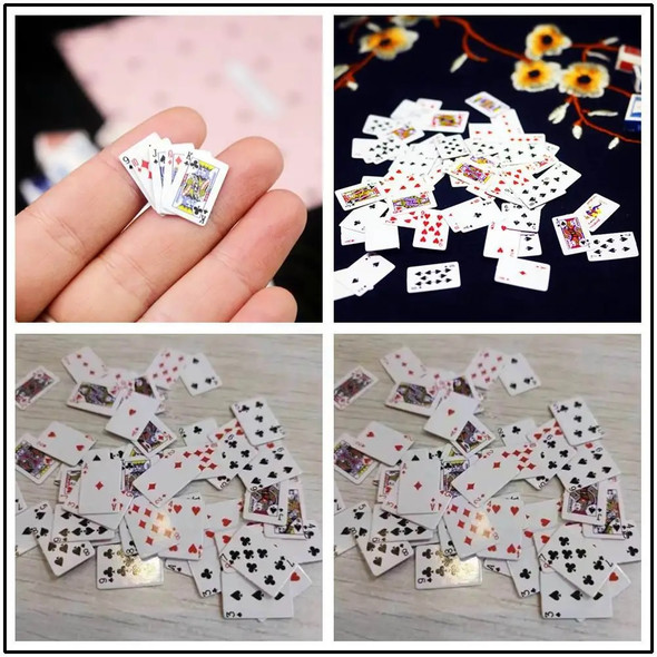 Cute MINI Miniature Games Poker MINI Playing Cards 15X10mm Miniature For Dolls Accessory Home Decoration High Quality Card Game