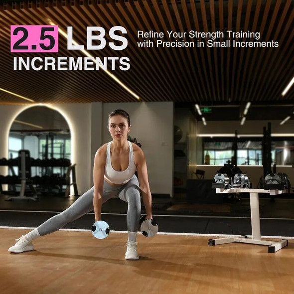 Finer Form Adjustable Dumbbells 5-32.5 LBs: Save Space with This Female-Friendly Adjustable Dumbbell Set.