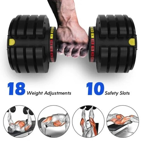 US Warehouse Adjustable Dumbbell - 80lb Single Dumbbell With Non-Slip Grip Workout Gym With Tray Dumbbell