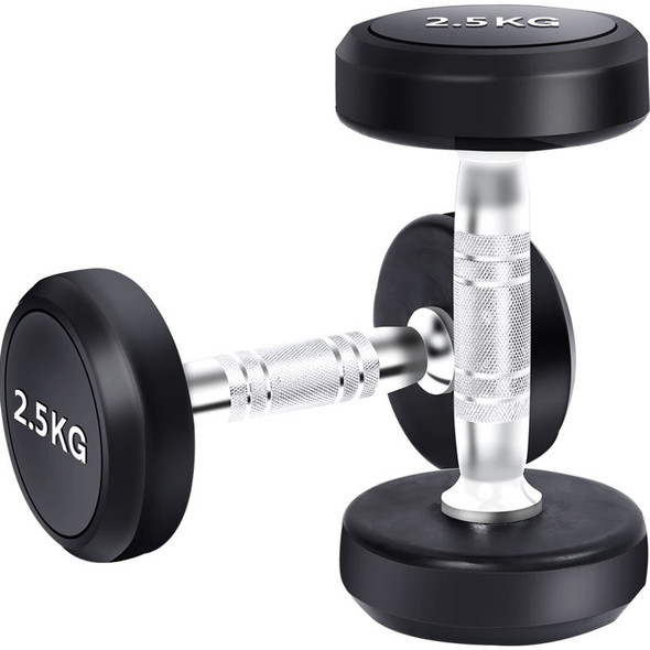 Gym Commercial Full Set Of Stainless Steel Handle Can Be Customized Round Head Rubber Coated Solid Dumbbell