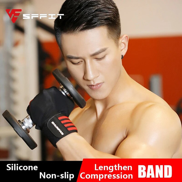 Body Building Gym Training Fitness WeightLifting Red Gloves Wrist Wraps Workout Half Finger For Men &Women WeightLifting
