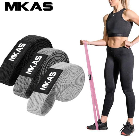 MKAS Long Resistance Loop Band Set Unisex Fitness Yoga Elastic Bands Hip Circle Thigh Squat Band Workout Gym Equipment for Home