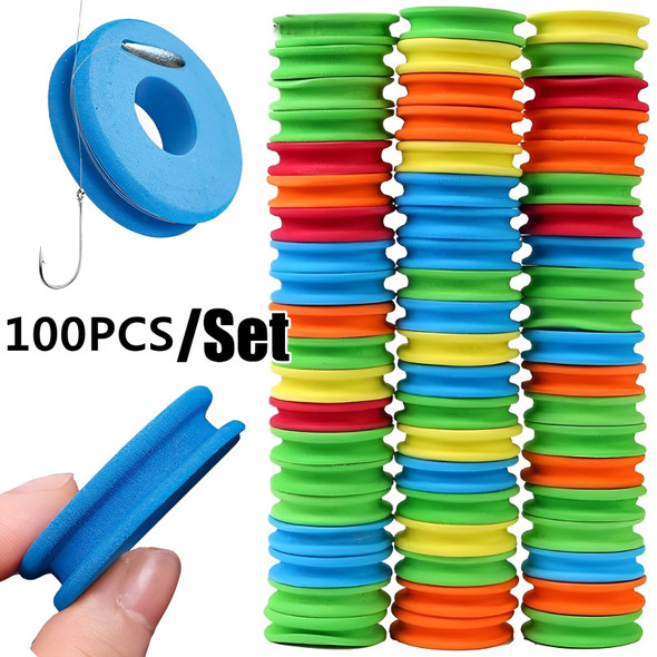 100PCS Foam Spools Fishing Winding Board Fishing Hook Line Tackle Accessories Foam Spool Trace Wire Swivel Tackle Fish Box Tools