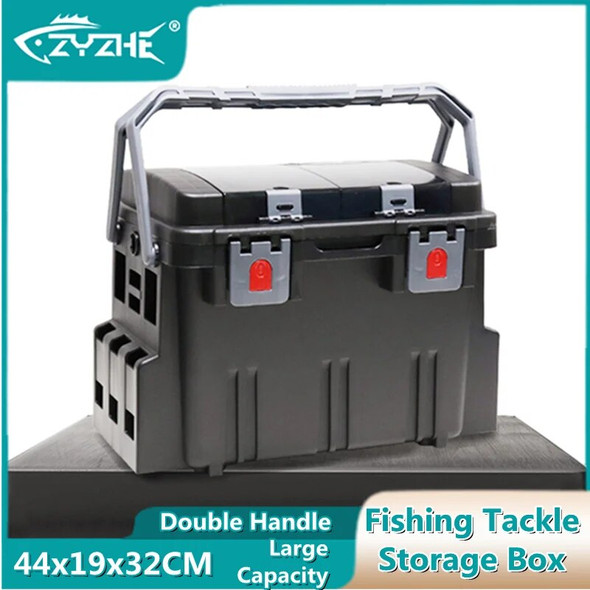 ZYZ Fishing Tackle Box Double Handle High Strength Sittable Large Capacity Outdoor Tank Fishing Accessories Storage Case