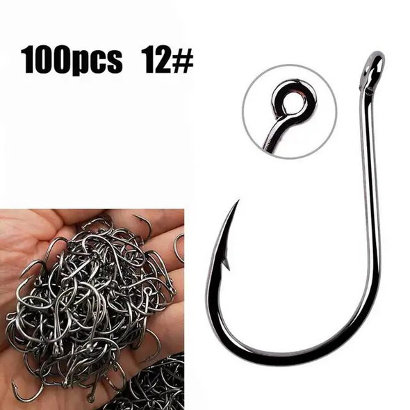 100-200pcs High Carbon Steel Fish Hook Efficiency Barbed 3#-12# Fishhooks With Hole Jig Carp Fly Fishing Hook Worm Pesca Tackle