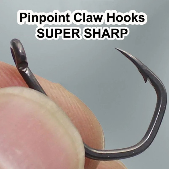 20PCS PTFE Coated Carp Fishing Hooks High Carbon Steel Fishhooks Matt Black Barbed Curve Shank Gripper Style Sharp Carp Hooks