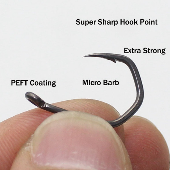 20PCS Carp Fishing Hooks Pinpoint Claw Hooks PTFE Coating High Carbon Stainless Steel Eyed Fish Hooks for Carp Fishing