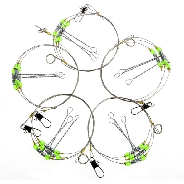 3/4/5pcs on one ring Anti-Winding 6 Swivel String Fishing Hook Steel Rigs Wire Leader Hooks High Quality Steel Fishhooks