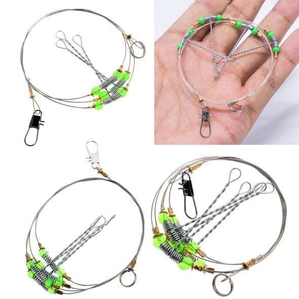 3/4/5pcs on one ring Anti-Winding 6 Swivel String Fishing Hook Steel Rigs Wire Leader Hooks High Quality Steel Fishhooks