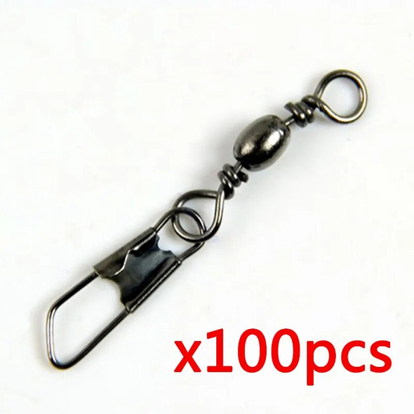 100PCS Bearing Swivel Fishing Connector Mixed Size 6#-14# Barrel Rolling Solid Rings For Fishhook Lure Link Tackle Fishing Tools