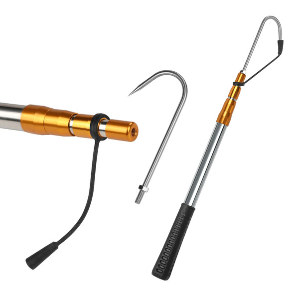 SANLIKE Telescopic Fish Gaff Pole with Stainless Sea Fishing Spear Hook Tackle Rubber Handle for Saltwater Offshore Tool SANLIKE Telescopic Fish Gaff Pole with Stainless Sea Fishing Spear Hook Tackle Rubber Handle for Saltwater Offshore Tool