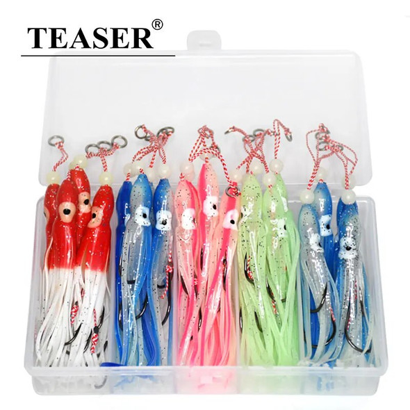 TEASER 20pcs Glow Rubber Octopus Skirts Squid Assist BKK Hooks Inchiku Fish Hooks Tai Kabura Peche Artificial Bait Accessories