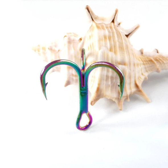 High Carbon Steel Treble Fishing Hook, Sharp Triple Hook, Colorful Rainbow Anchor Tackle Fishhook, Size 4, 6, 8, 10 #, 60Pcs/Lot