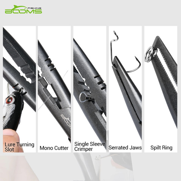 Booms Fishing G05F03 2pcs Fishing Tools Set Pliers and Fish Gripper for Split Ring Line Cutters Hook Remover Fishing Tackle Kit