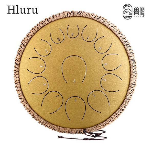 HLURU Music Drum 15 Note Glucophone Steel Tongue Drum 14 Inch 15 Note 14 Inch 13 Note C Tone Ethereal Drum Percussion Instrument