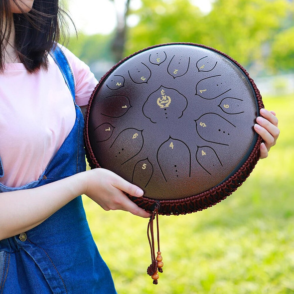 M MBAT 13 Inch Steel Tongue Drum 15 Tone Hand Pan Tank Drum Ethereal Drums Percussion Instrument Yoga Meditation Beginner Gift